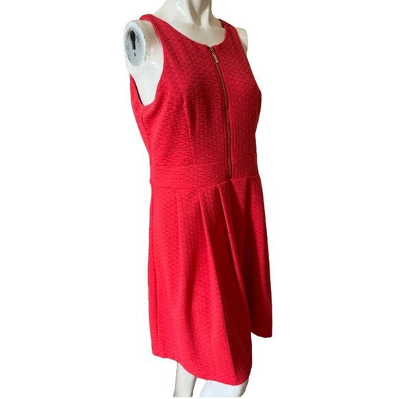 Jessica Simpson Coral Fit & Flare Dress Sz 8 (Medium) Womens Orange Zip Front Cu - Picture 10 of 14